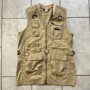 Vintage Columbia Vest Men's Large Long Pockets Brown Utility Fishing Hunting